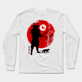 Samurai with his cat Long Sleeve T-Shirt